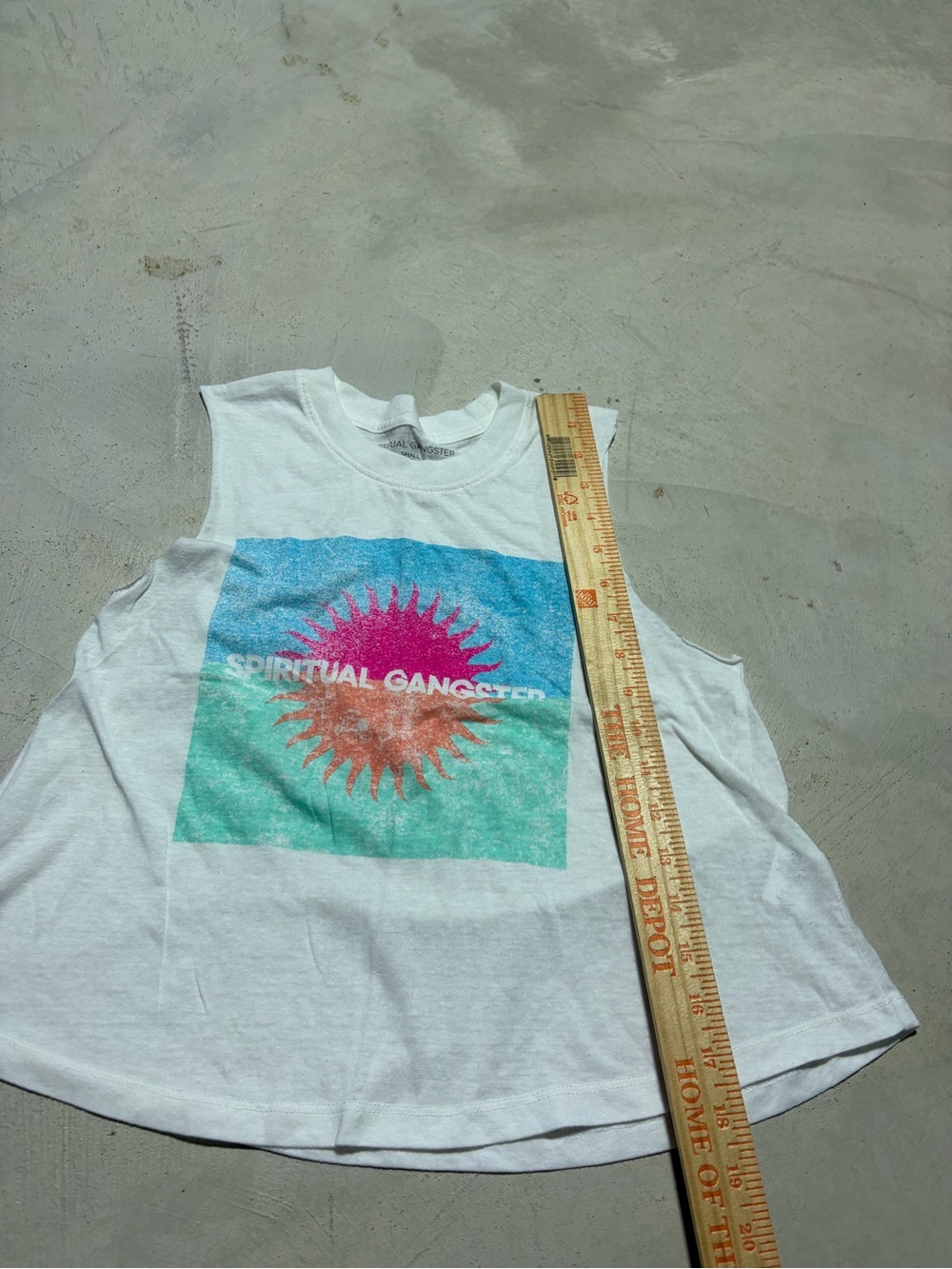 Spiritual Gangster White Tank with Colorful Sun Graphic small - Picture 3 of 7